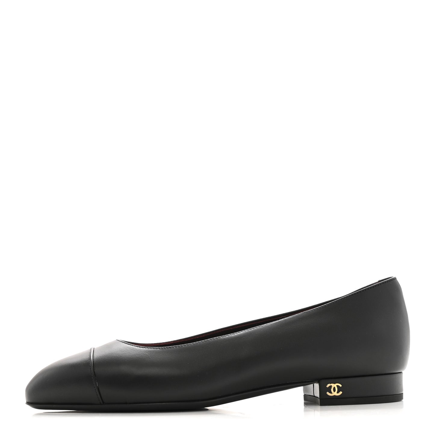 Lambskin Cap Toe CC Uniform Ballerina Flats 37 Black