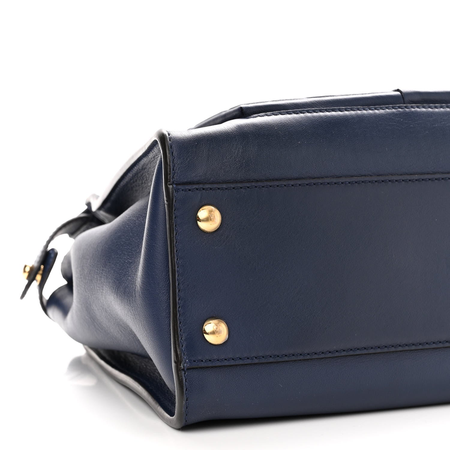 Fendi Vitello Seta Shiny Nappa Medium 3 Pocket Peekaboo Iconic Satchel Blueberry 9 of 10