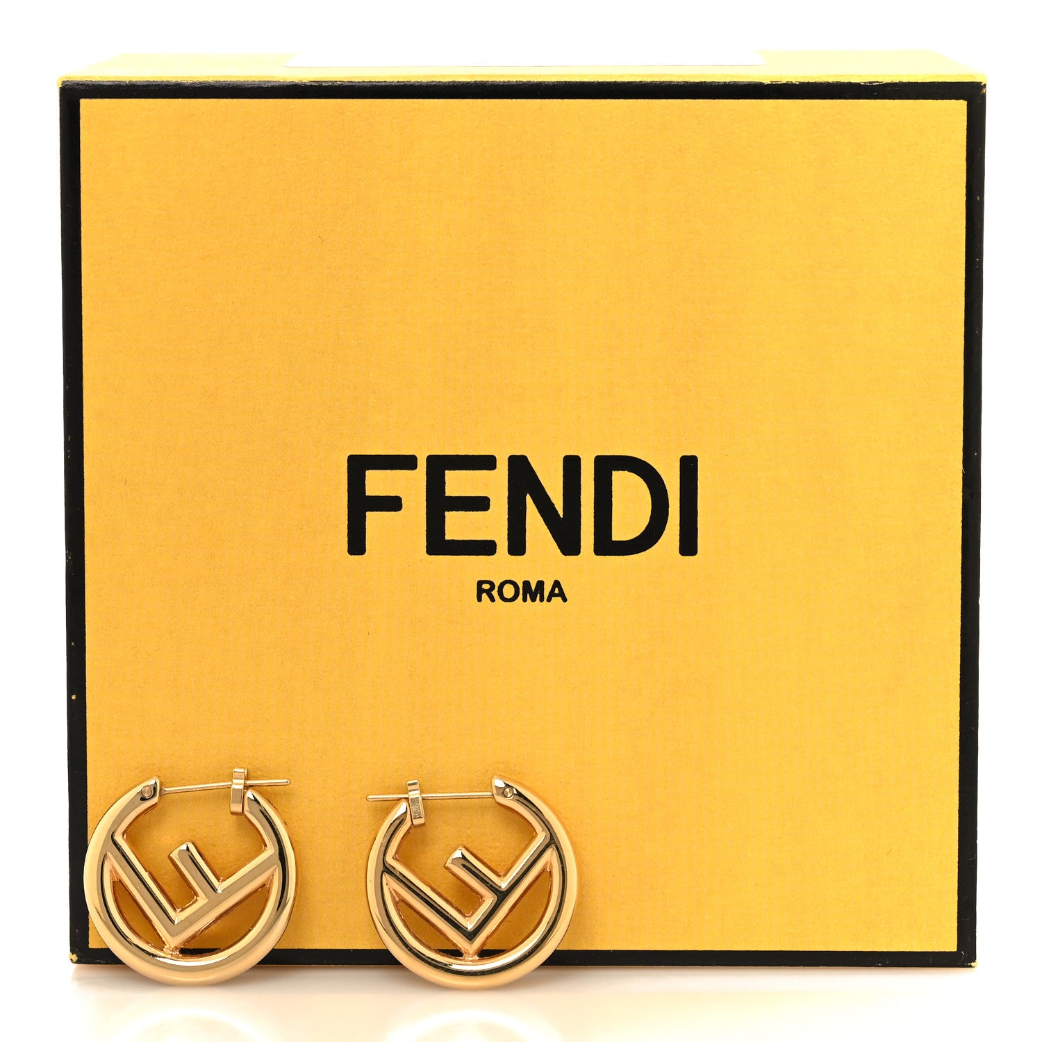 Fendi Metal FF Hoop Earrings Gold 5 of 5