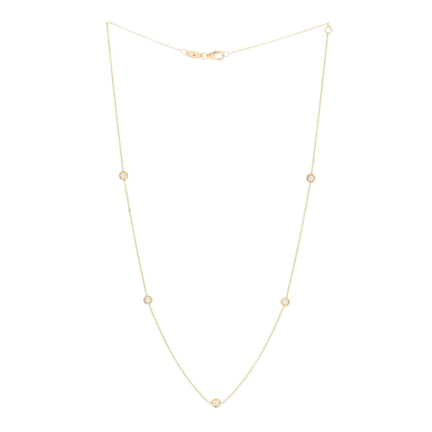 18K Yellow Gold Diamond .25ct Diamonds By The Inch Five Station Necklace