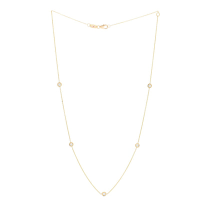 Roberto Coin 18K Yellow Gold Diamond .25ct Diamonds By The Inch Five Station Necklace 3 of 5