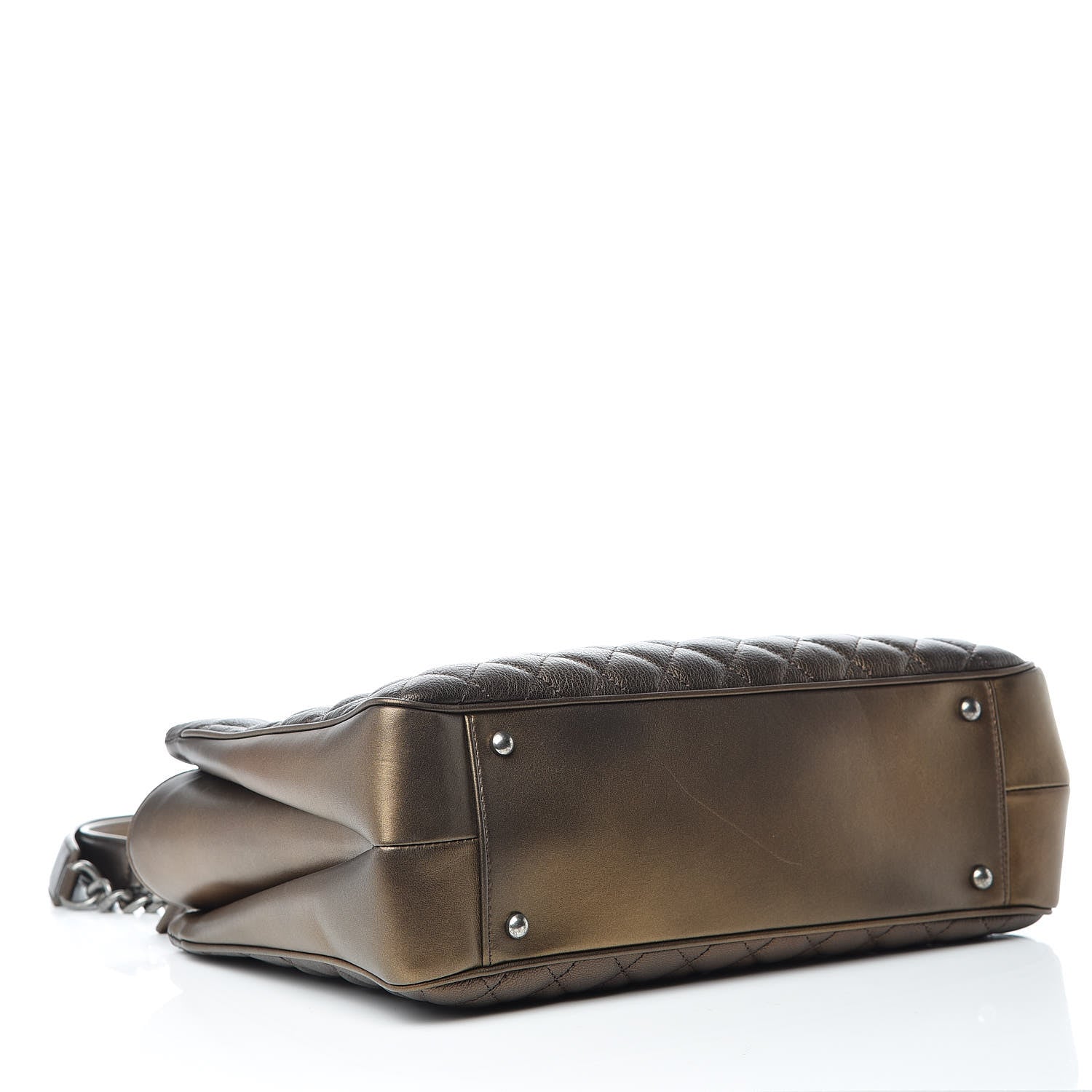 Chanel Metallic Grained Calfskin Quilted Shopping Tote Dark Gold 5 of 14
