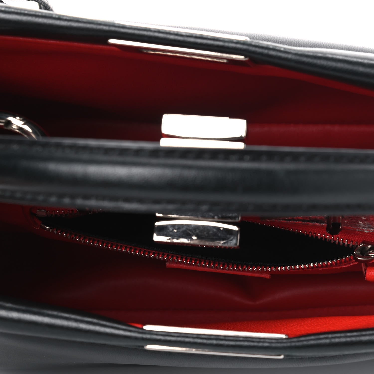 Fendi Nappa Karung Monster Eyes Mini Peekaboo Iconic Satchel Black Papavero 4 of 9