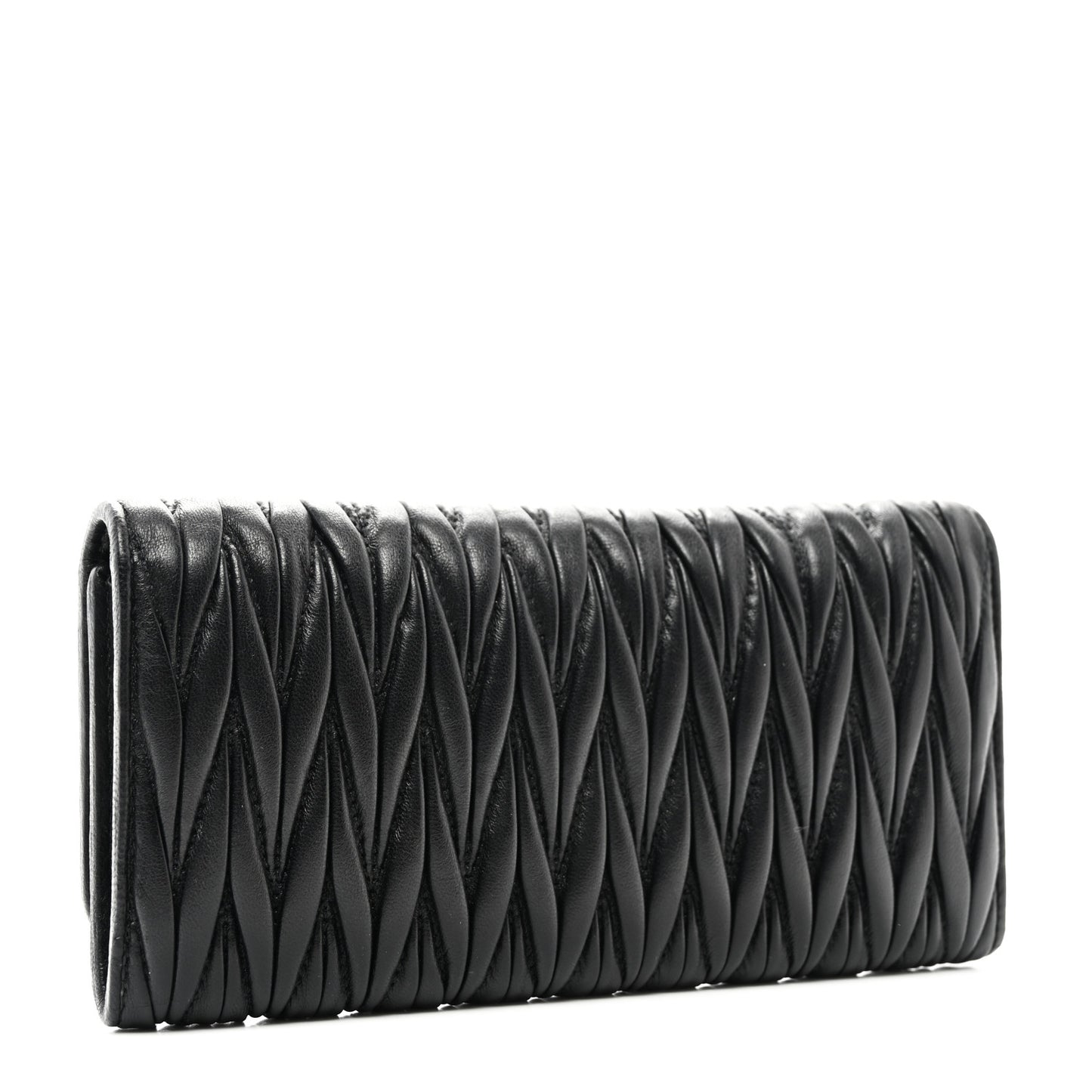 Nappa Matelasse Crystal Logo Continental Wallet Black