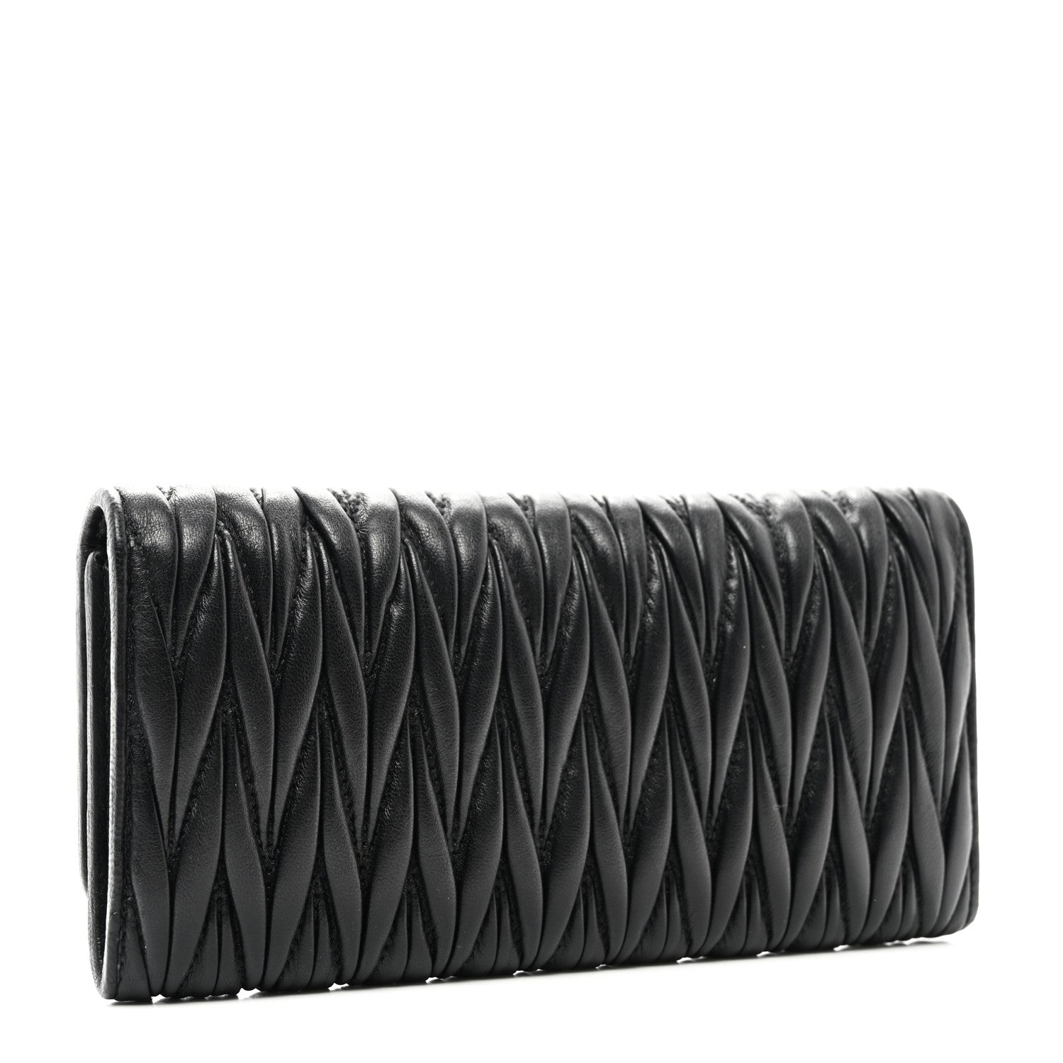 Miu Miu Nappa Matelasse Crystal Logo Continental Wallet Black 3 of 7