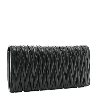 Miu Miu Nappa Matelasse Crystal Logo Continental Wallet Black 3 of 7