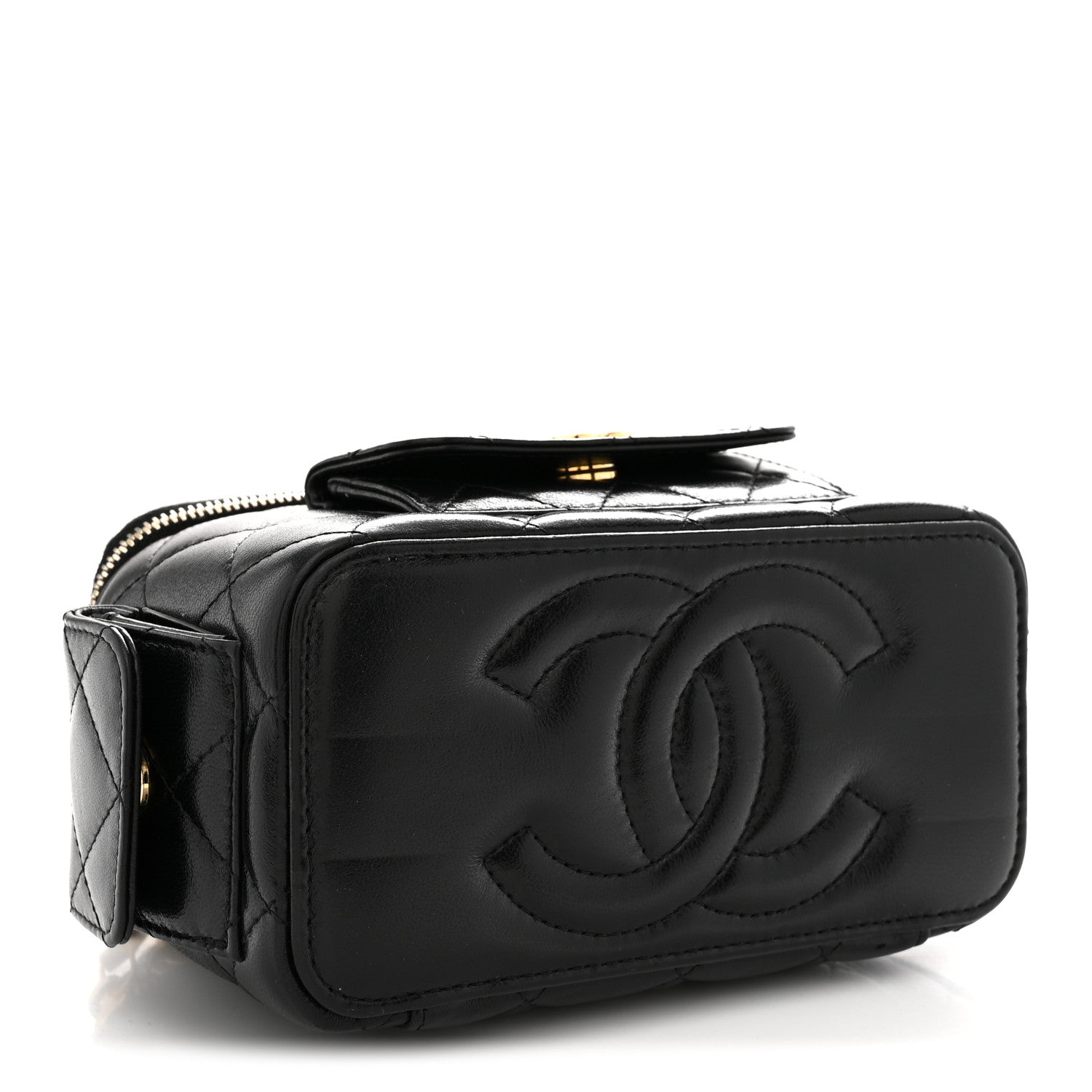 Chanel Lambskin Quilted Polly Pocket East West Top Vanity With Chain Black 4 of 10