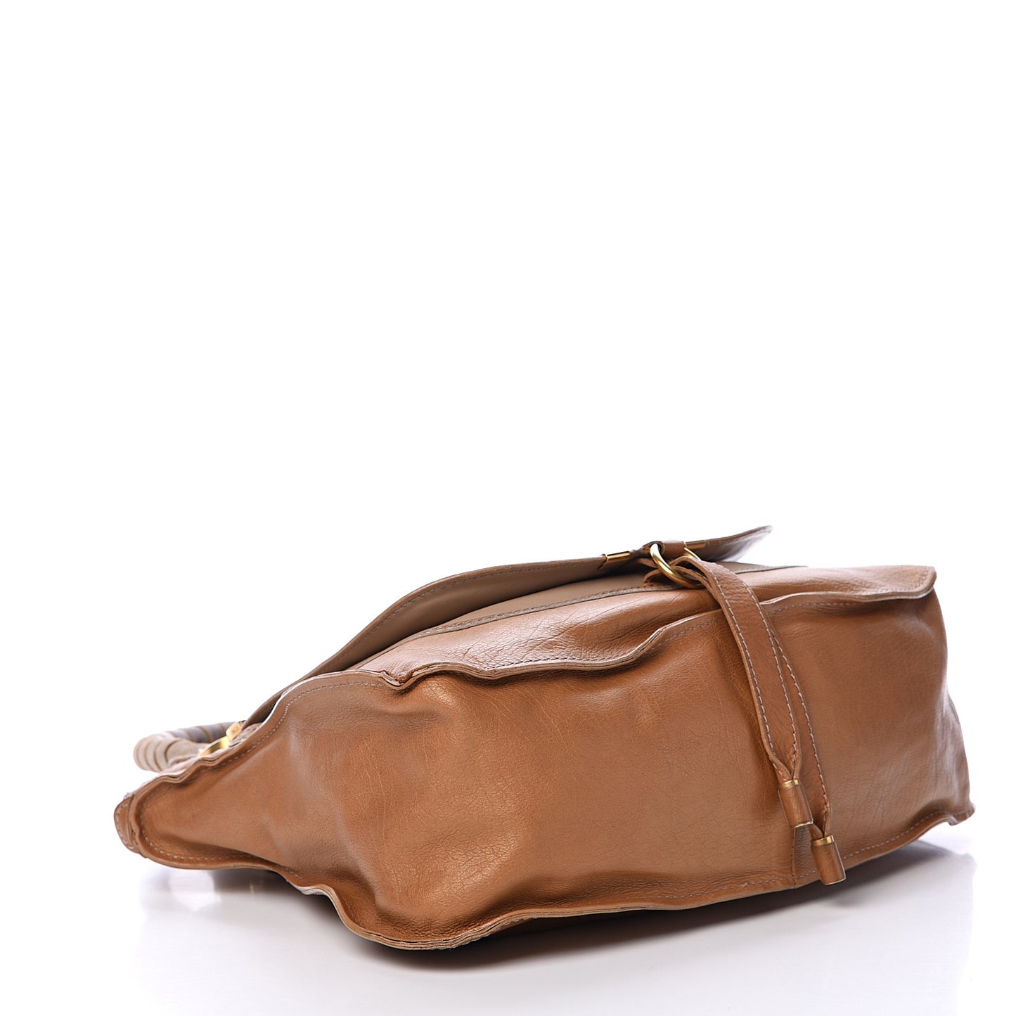 Metallic Calfskin Medium Marcie Satchel Brown