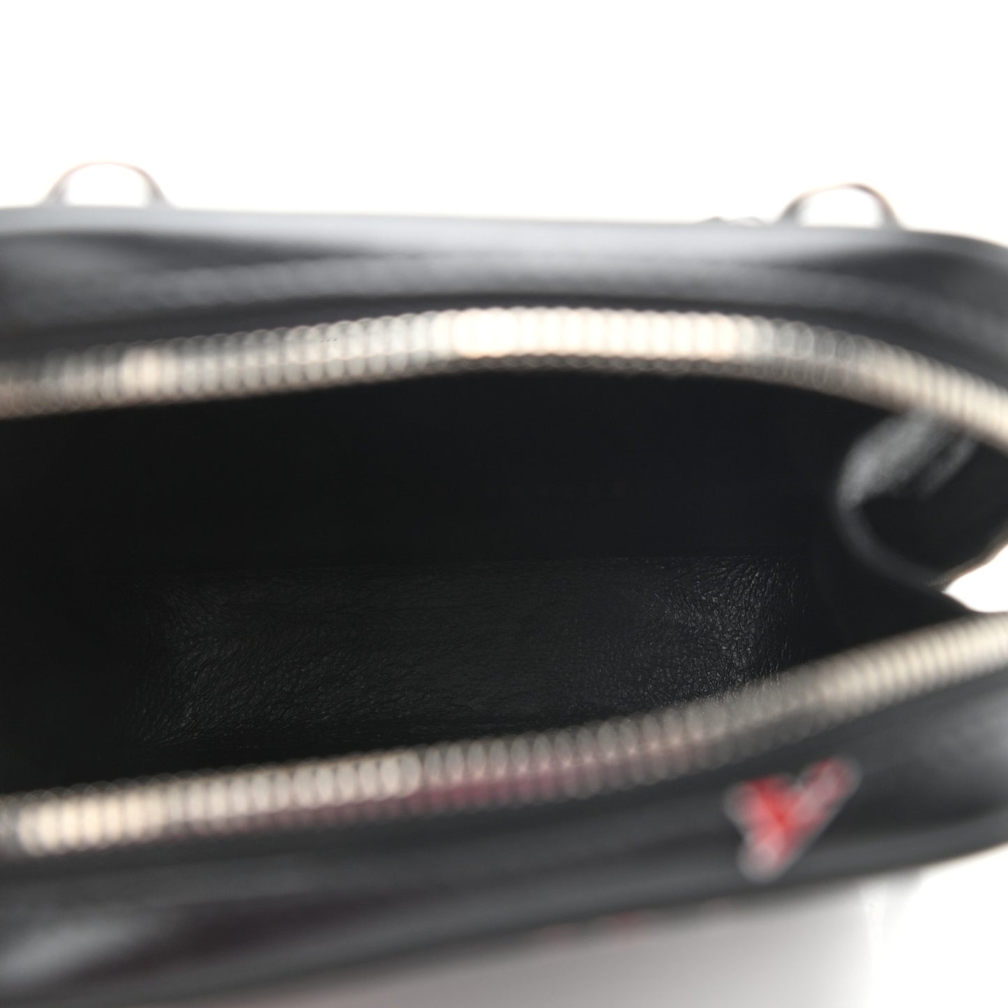 Calfskin Logo Print Cash Phone Holder Bag Black Red