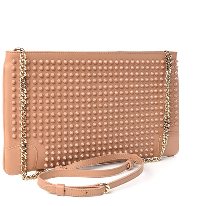 Christian Louboutin Calfskin Studded Loubiposh Chain Clutch Nude 3 of 11