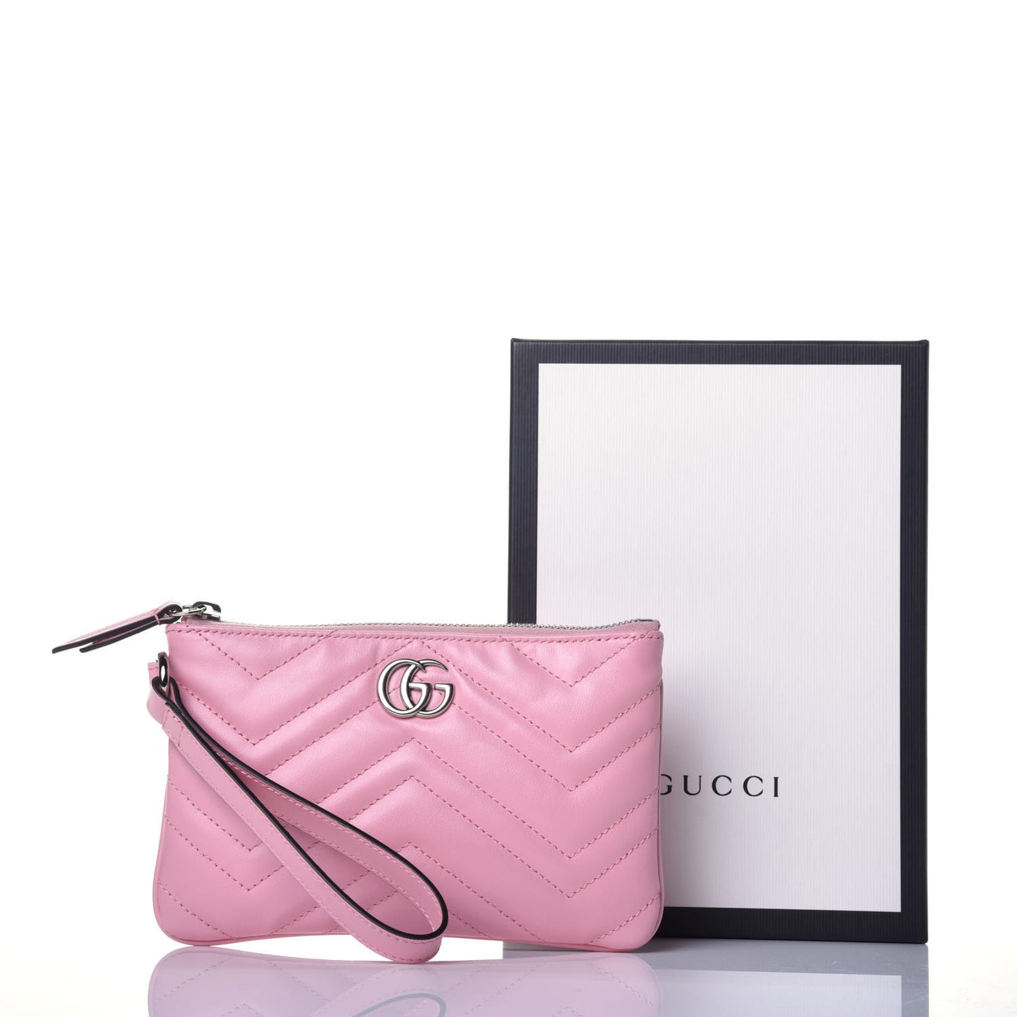 Calfskin Matelasse GG Marmont Wrist Wallet Wild Rose