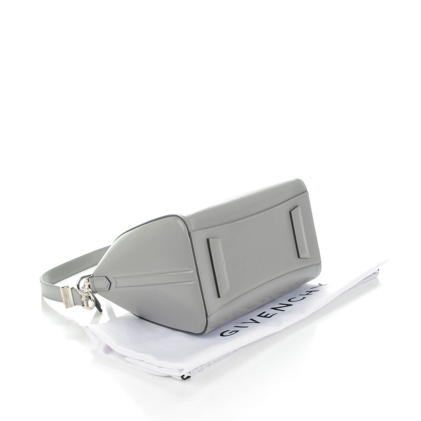 Shiny Lord Calfskin Small Antigona Pearl Grey