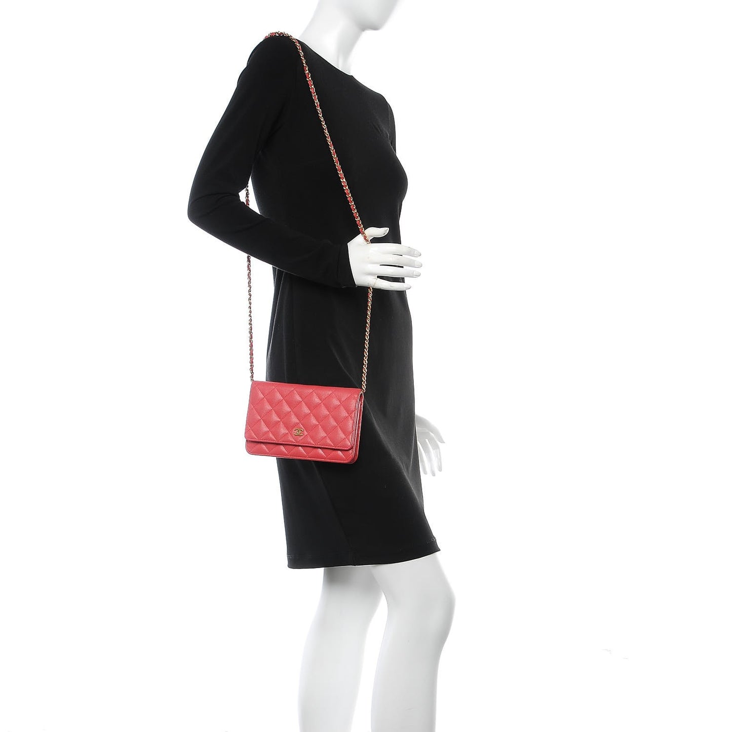 Caviar Quilted Wallet On Chain WOC Pink