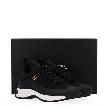 Chanel Velvet Calfskin Mixed Fibers CC Sneakers 36.5 Black 11 of 11
