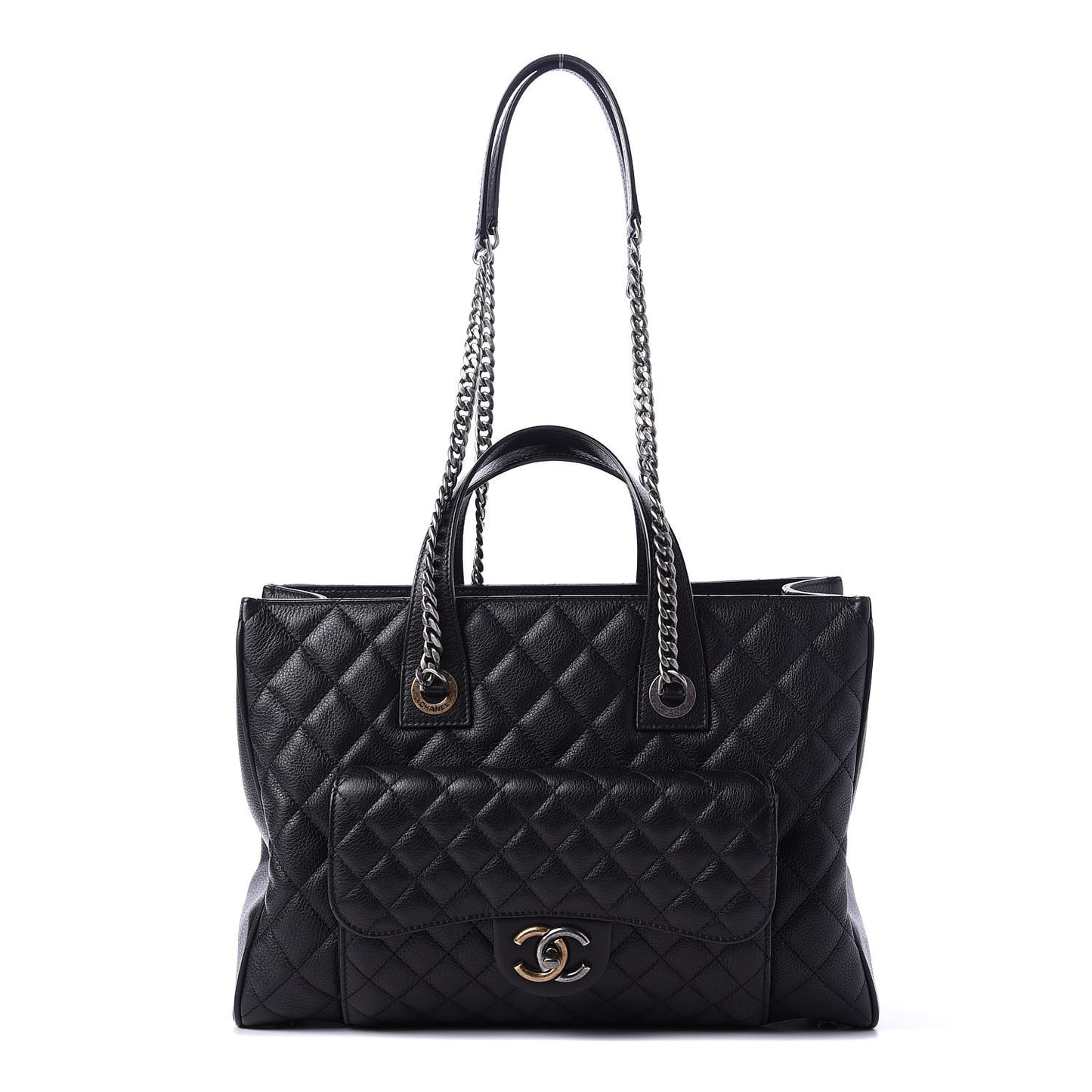 Caviar Quilted Large Casual Pocket Tote Black