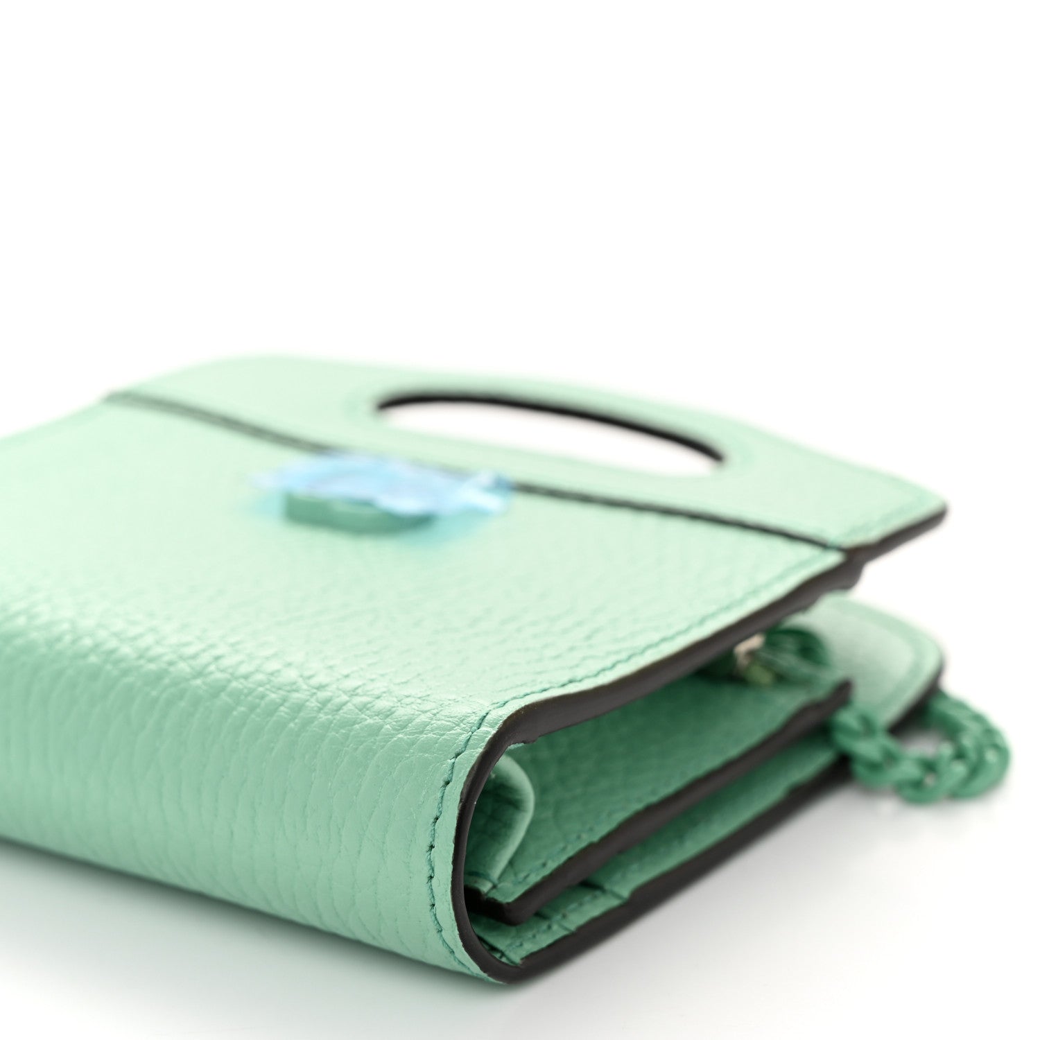 Gucci Dollar Calfskin Enamel Monochrome GG Marmont Top Handle Card Case Wallet Pepperlight Mint 11 of 12