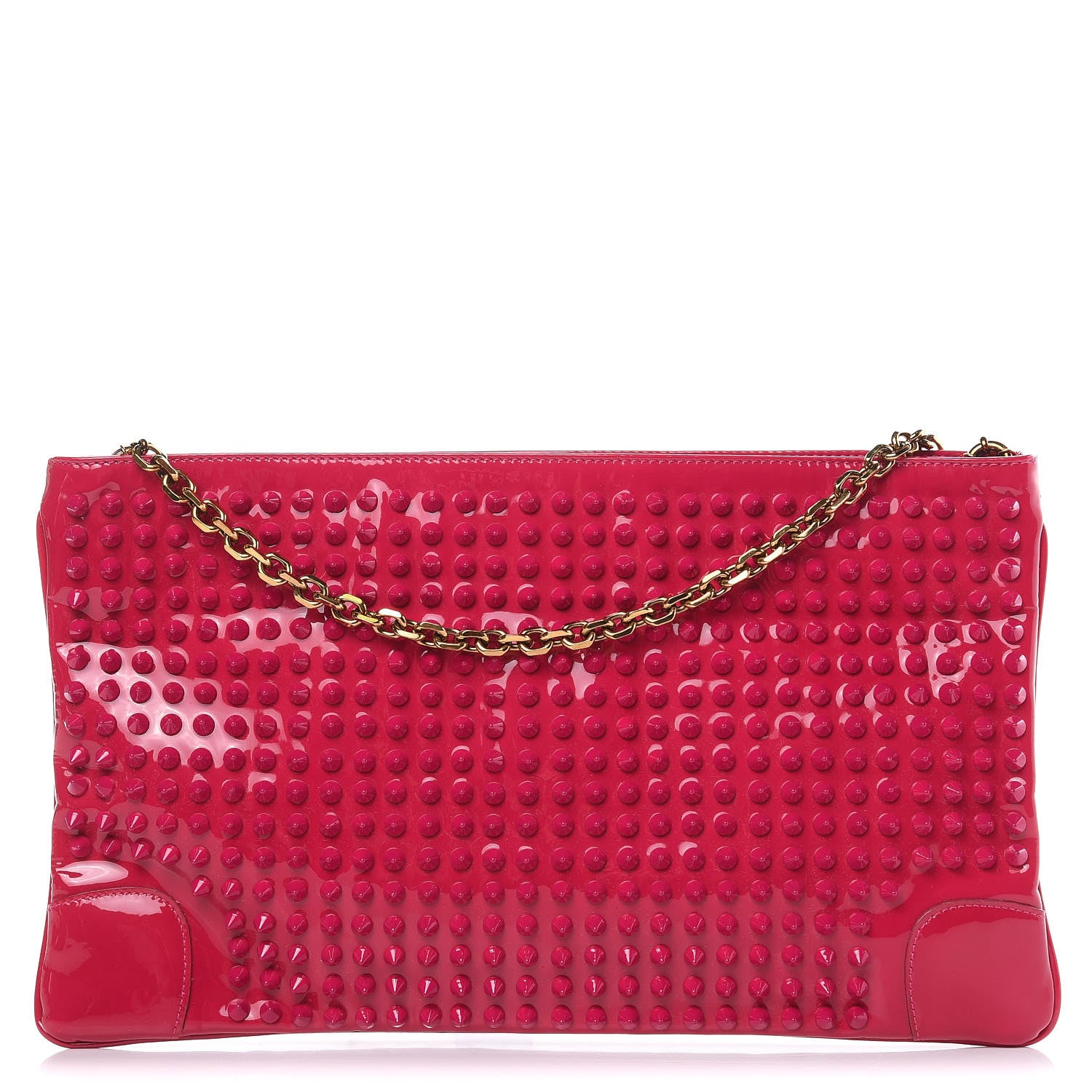Christian Louboutin Calfskin Studded Loubiposh Chain Clutch Rose Indien 1 of 8