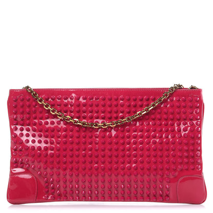 Christian Louboutin Calfskin Studded Loubiposh Chain Clutch Rose Indien 1 of 8