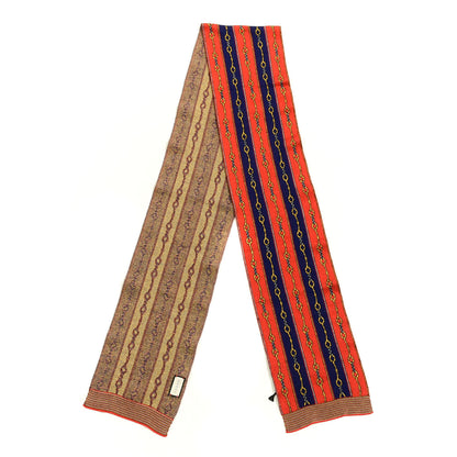 Gucci Cotton Cashmere Cotton Knit Band Scarf Navy Red 2 of 3