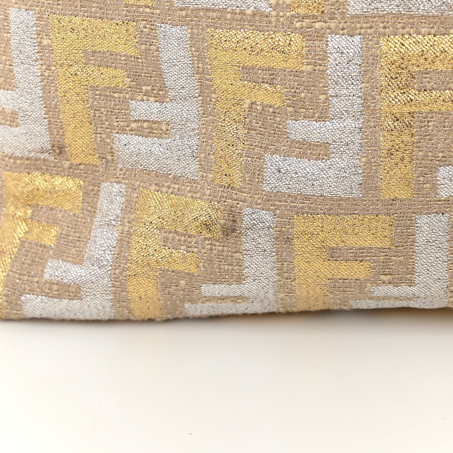 Fendi Metallic Canvas Zucca Roll Tote Beige Oro 12 of 18