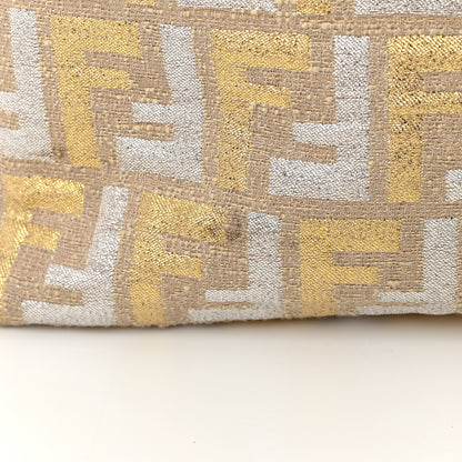 Fendi Metallic Canvas Zucca Roll Tote Beige Oro 12 of 18