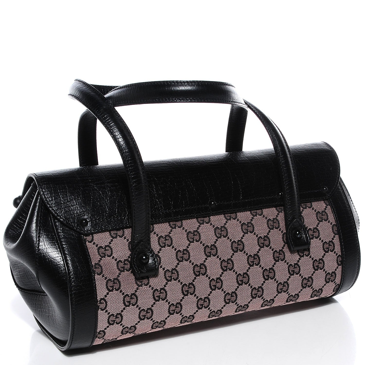 Gucci Monogram Bamboo Bullet Handbag Black 3 of 7