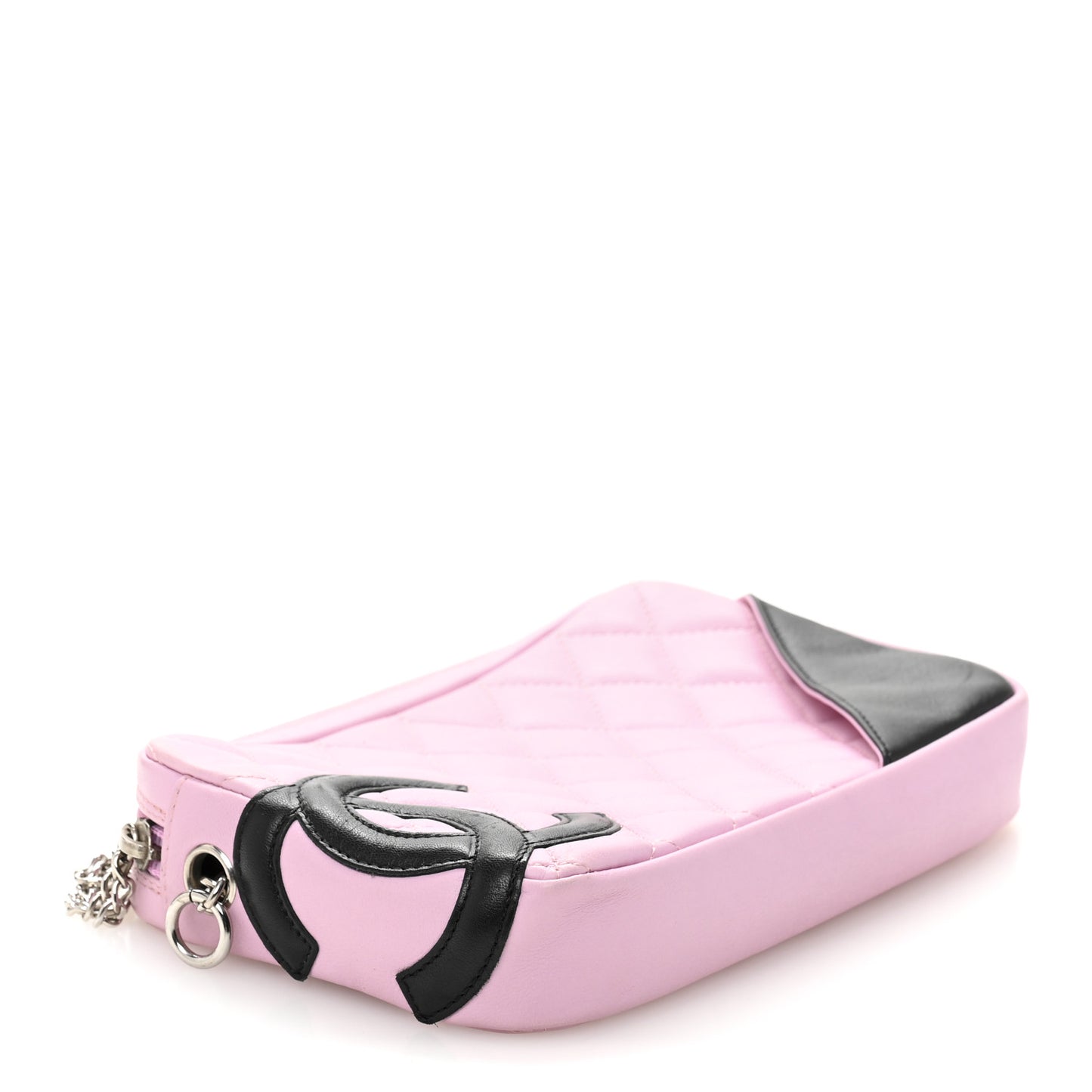 Calfskin Quilted Cambon Pochette Pink Black