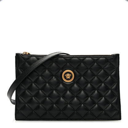 Versace Calfskin Quilted Small Tribute Icon Pouch Black 1 of 8