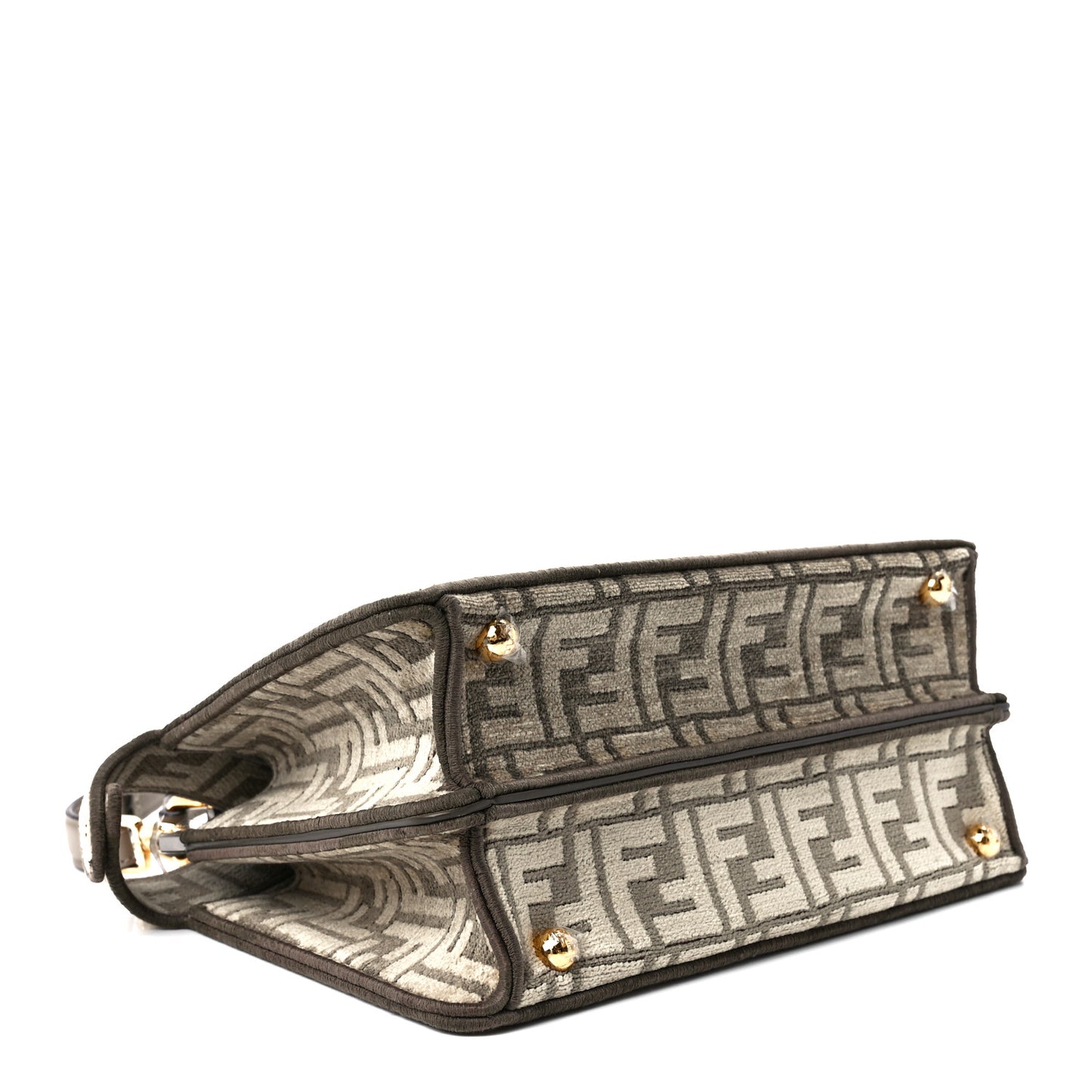 Chenille Vitello Seta FF Small Peekaboo I SEE U Satchel Tortora Nuvola