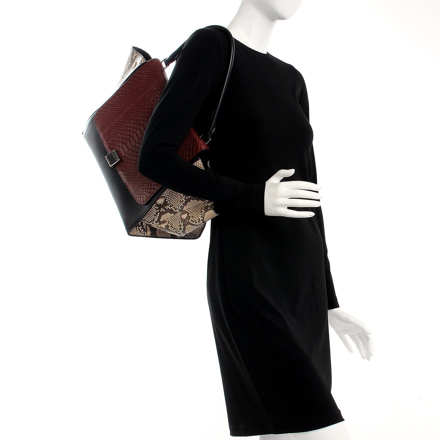 Python Calfskin Tri-Color Large Trapeze Wine
