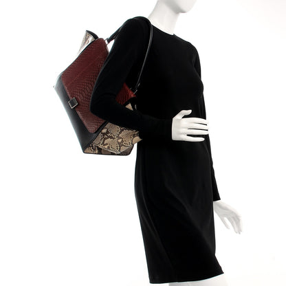 Celine Python Calfskin Tri-Color Large Trapeze Wine 2 of 6