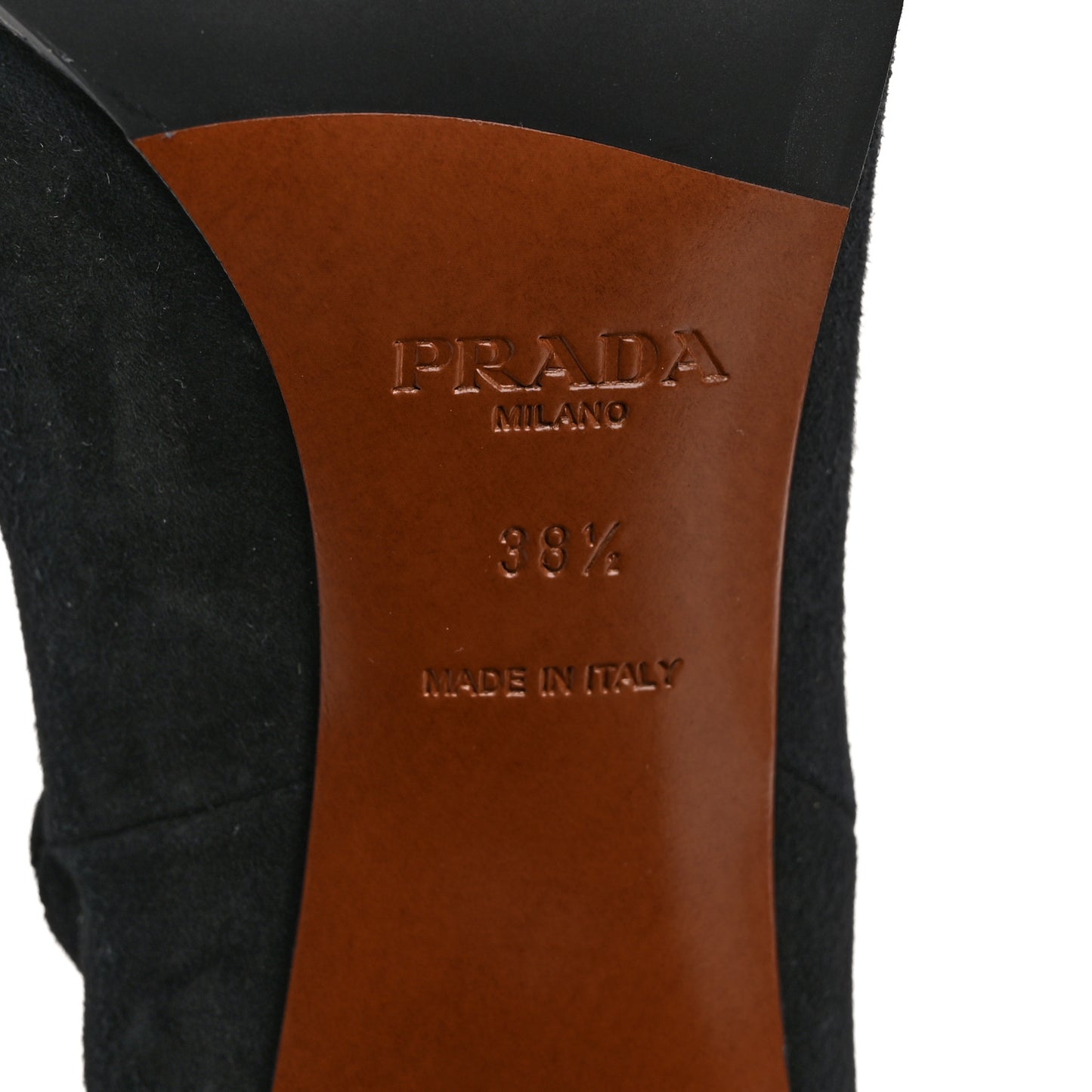 Suede Metal Triangle Logo Zip 85mm Boots 38.5 Black