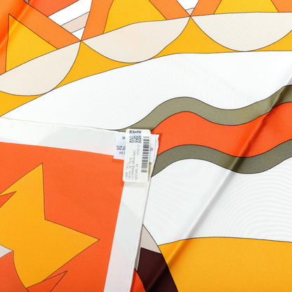 Hermes Silk Cheval de Fette Scarf 90 Orange Brun Kaki 6 of 7