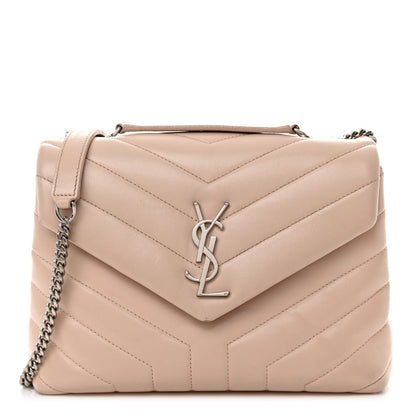 Saint Laurent Calfskin Y Quilted Monogram Small Loulou Chain Satchel Marble Pink 1 of 10