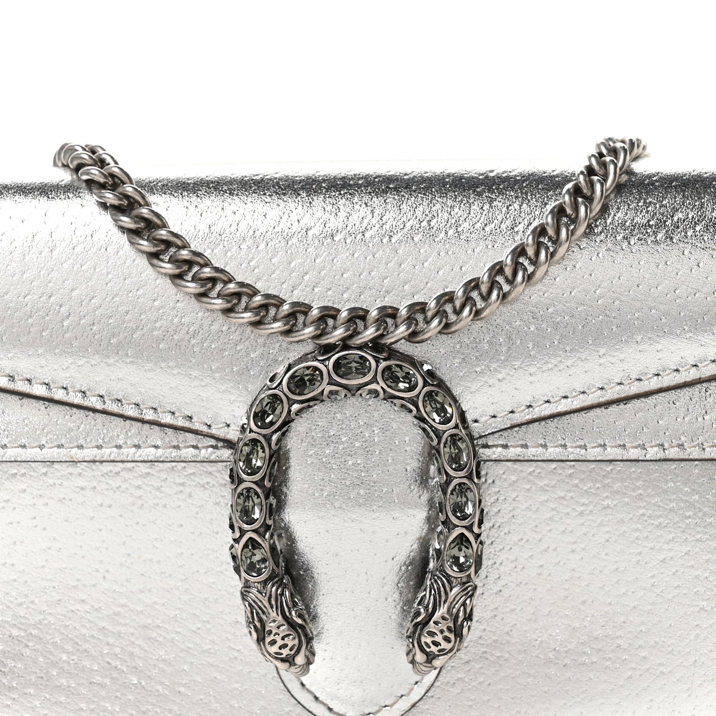 Metallic Calfskin Super Mini Dionysus Shoulder Bag Silver