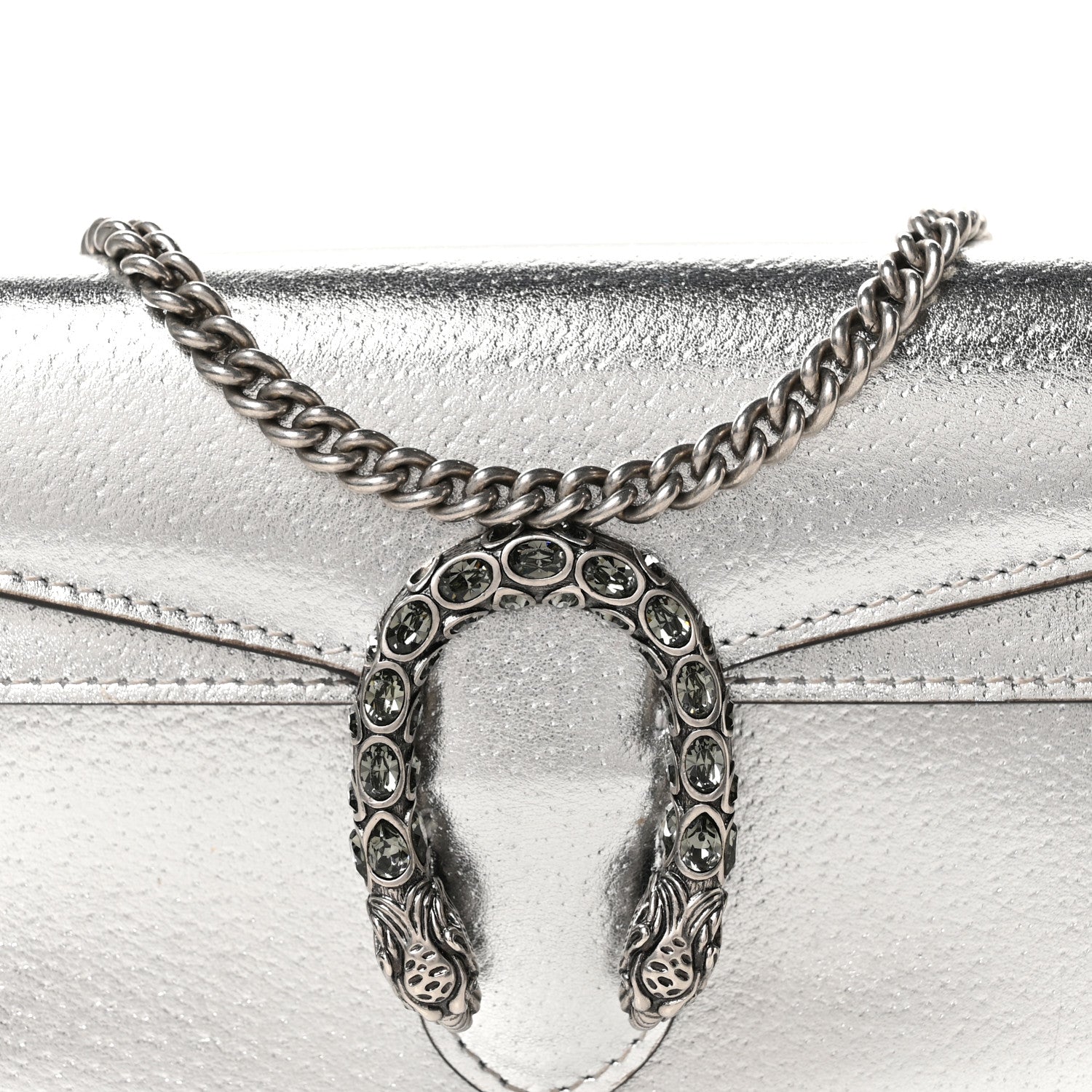 Gucci Metallic Calfskin Super Mini Dionysus Shoulder Bag Silver 8 of 11