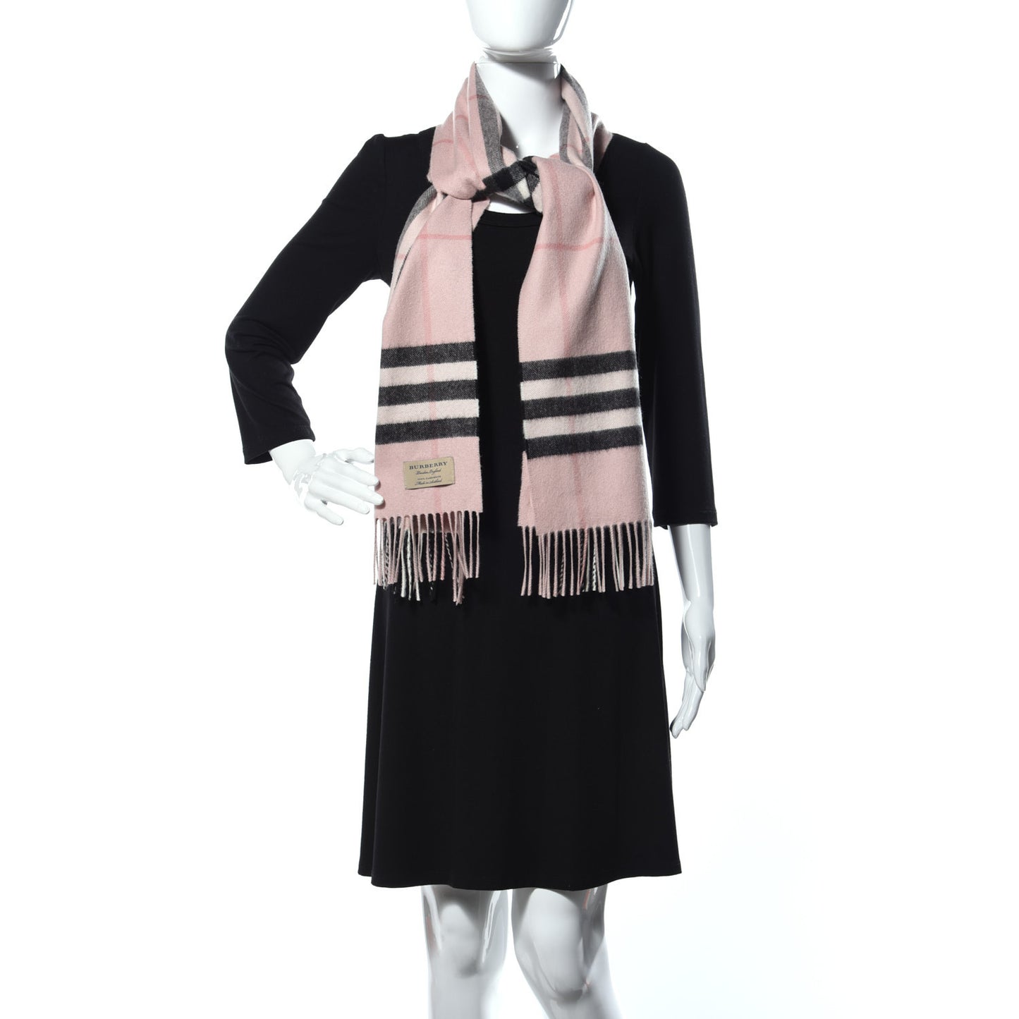 Cashmere Giant Heritage Check Fringe Scarf Ash Rose