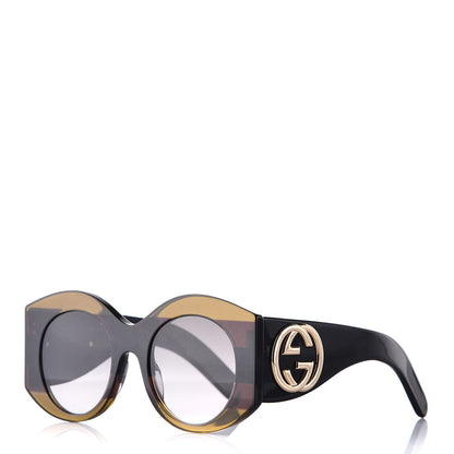 Gucci Acetate Round Frame Sunglasses GG 0177S Brown 1 of 6