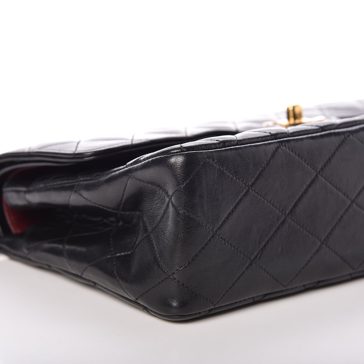 Lambskin Quilted Medium Double Flap Black