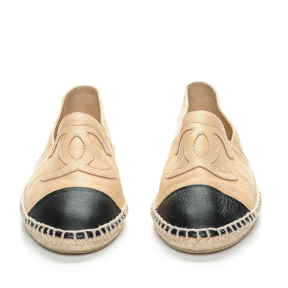 Chanel Lambskin CC Espadrilles 38 Beige Black 2 of 10
