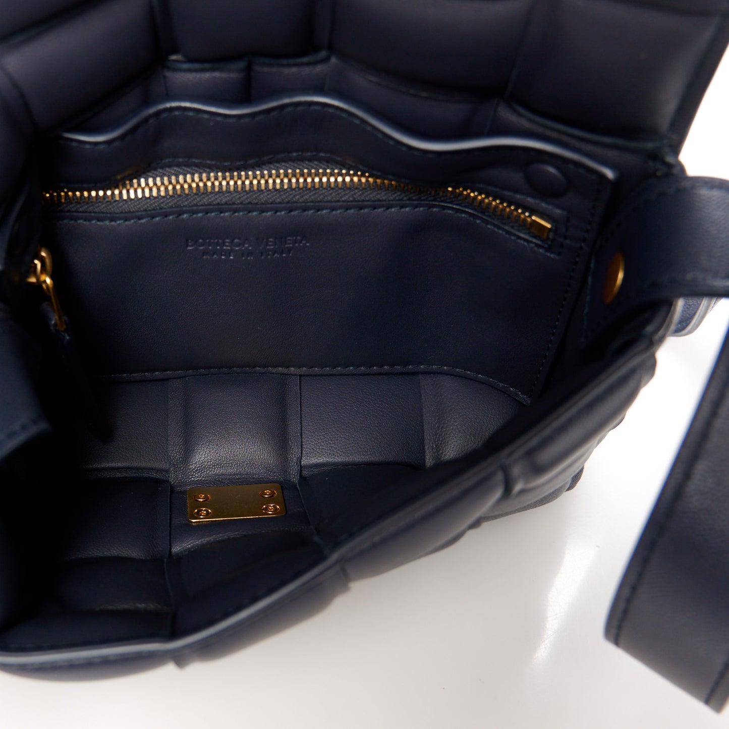 Nappa Maxi Intreccio Small Padded Cassette Crossbody Bag Deep Blue