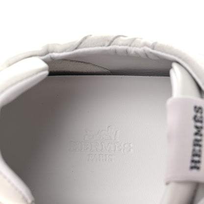 Hermes Nappa Suede Goatskin Jet Sneakers 40 White 10 of 12