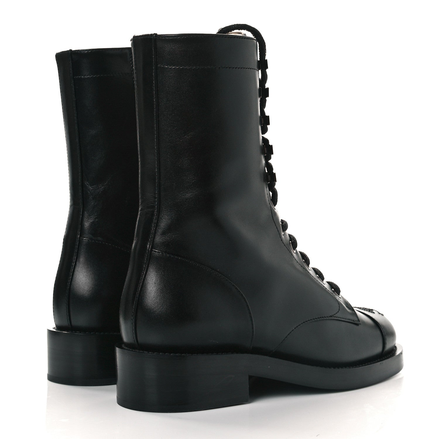 Chanel Calfskin Lace Up Combat Boots 36 Black 4 of 7