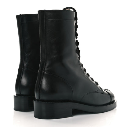 Chanel Calfskin Lace Up Combat Boots 36 Black 4 of 7