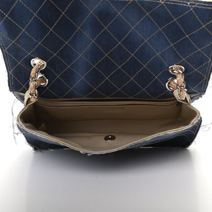 Chanel Denim Quilted Medium Pompom Flap Dark Blue 5 of 12