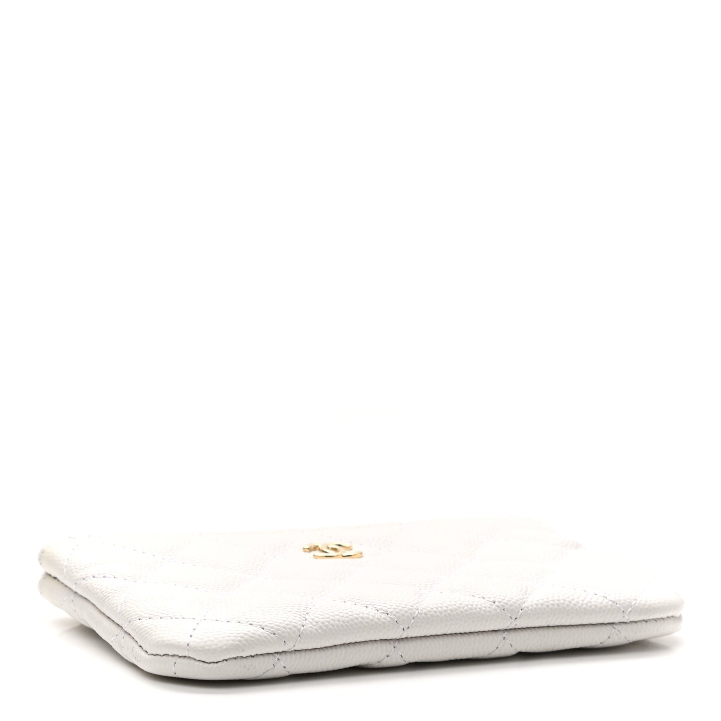 Caviar Quilted Small Cosmetic Case White