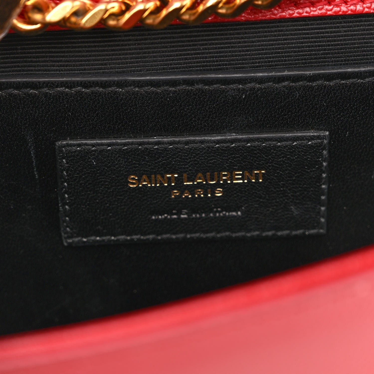Saint Laurent Grain De Poudre Small Monogram Kate Satchel Red 6 of 10