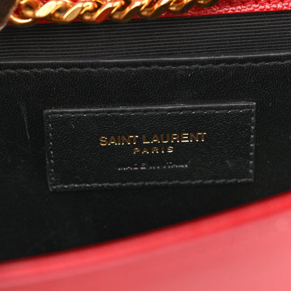 Saint Laurent Grain De Poudre Small Monogram Kate Satchel Red 6 of 10