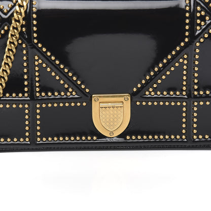 Christian Dior Patent Studded Diorama Wallet on Chain Pouch Black 8 of 8