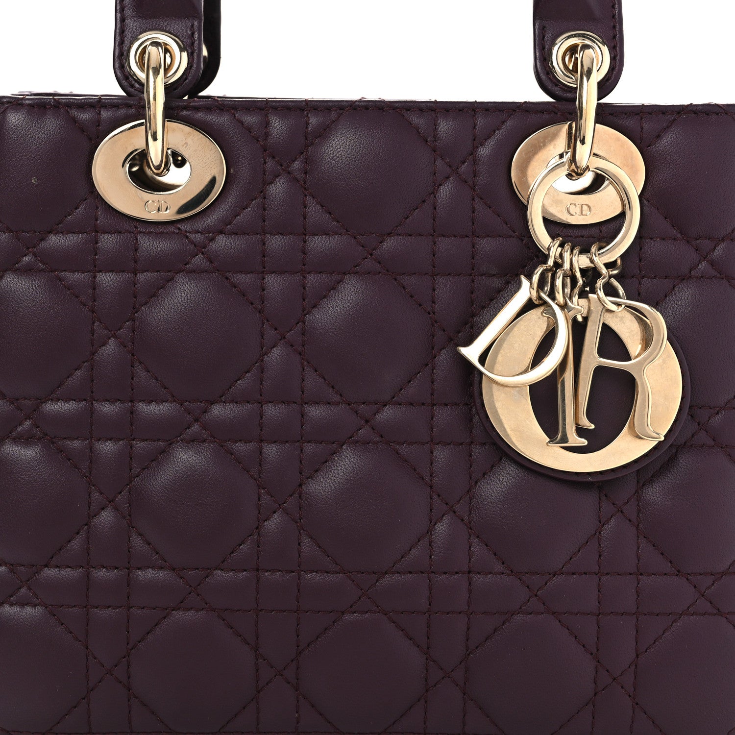 Christian Dior Lambskin Cannage Small Lady Dior Burgundy 8 of 16